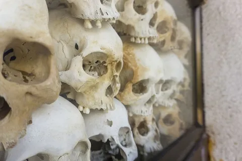 人类头骨装饰,choeung ek种族灭绝中心,柬埔寨,金边,艺术,石像鬼,装饰品,雕塑 人类头骨装饰,choeung ek种族灭绝中心,柬埔寨,金边,艺术,石像鬼,装饰品,雕塑