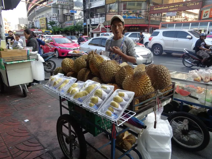 泰国、曼谷、街道、食品、街道、食品、汽车、交通、零售
