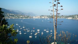 意大利、阿尔本加、利古里亚、港口、水、船只、自然、山脉