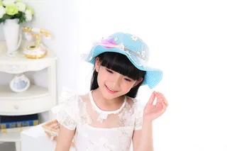 儿童、女孩、肖像、照片、白色连衣裙、帽子、bid、亚洲