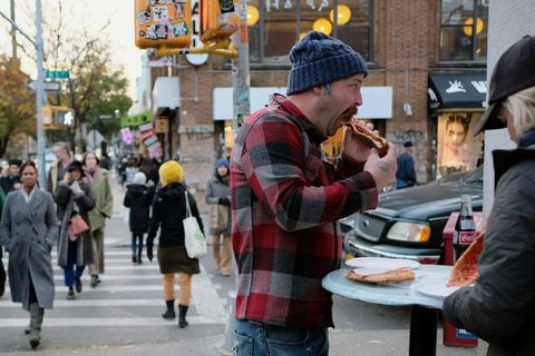 纽约，美国，快餐，威廉斯堡，纽约，人，走路，吃饭