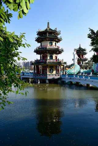 *、荷塘、佛教、湖泊、亚洲、宝塔、池塘、建筑结构
