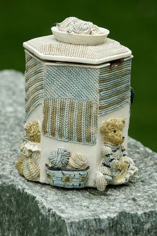 熊、盒子、陶瓷、装饰、艺术、无人、特写、静物