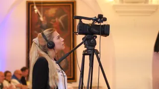 学生，女摄影师，拍摄，金发，工作，工作，摄影师，相机