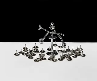 图钉、骑手、铬合金、小雕像、摘要、纪念品、刮痕、钟摆