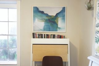 书桌，水彩画，书籍，绘画，装饰，房子，家，窗户