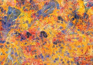 大理石花纹纸，斑点，颜色，运动，彩色，工艺品，黄色，橙色