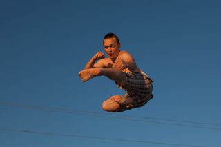 跳跃，欢乐，男人，户外，人类，乐趣，活动，