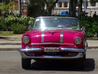 汽车，复古，粉色，古巴，机动车辆，运输方式，陆地车辆，运输