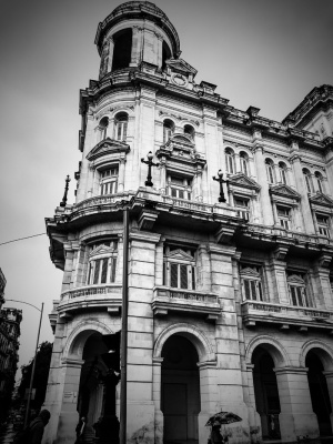 灰度照片，建筑，建筑，旅游，城市，老，古巴哈瓦那
