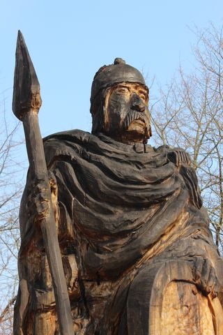 凯尔特人，人物，木材，雕刻，旧，holzfigur，工艺品，人