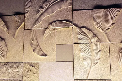 树叶墙，树叶，墙壁，装饰，雕塑，粗糙，纹理，积木