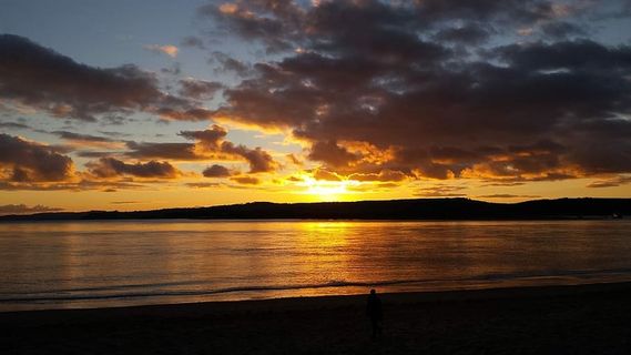 埃克斯茅斯、日落、海岸、海滨、海滨、德文郡、风景、自然之美