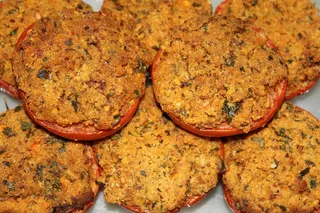 西红柿, 煮熟, 吃, 面包屑, 草药, 意大利食谱, 烹饪菜, 显示