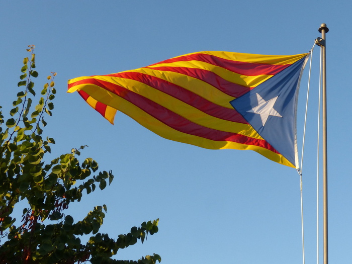 flag、senyera、catalan flag、estelada、Catalanya、dom、wave、pole