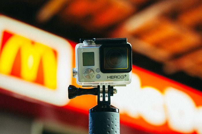 银色GoPro HERO3+相机的浅聚焦摄影