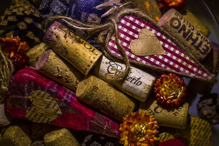 软木塞，心，花，圣诞节，礼物，静物，节日，庆祝