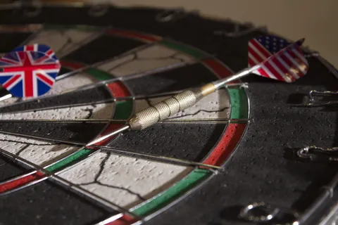 飞镖板，特写，箭头，旗帜，美国，英国，无人，运动