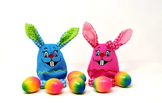 极简主义, 摄影, 二, 蓝色, 粉红色, 复活节兔子玩具, 复活节, 复活节兔子