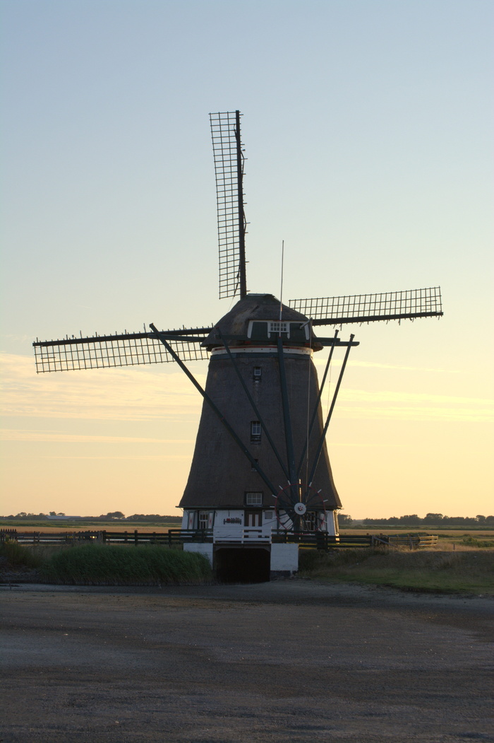 het noorden，风车，磨坊，texel，日落，景观，建筑，历史