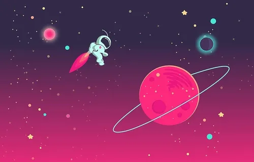 卡通宇航员在外太空玩耍 卡通宇航员在外太空玩耍