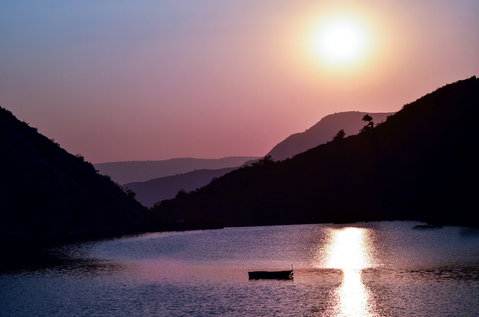 剪影，船，山，kumbhalgarh，拉贾斯坦邦，城堡，建筑，印度