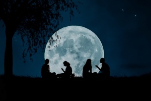 月亮、太空、夜晚、天文学、天空、恒星、行星、宇宙