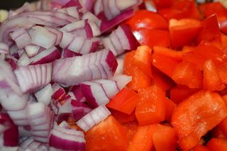 食品，蔬菜，健康，茶点，新鲜，洋葱，辣椒，红色