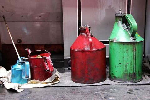 各种颜色的气体罐，灰色，墙壁，油，罐，容器，工业