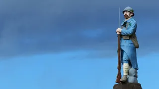 雕像，战争，14-18岁，士兵，多毛，死者纪念碑，蓝色，军队