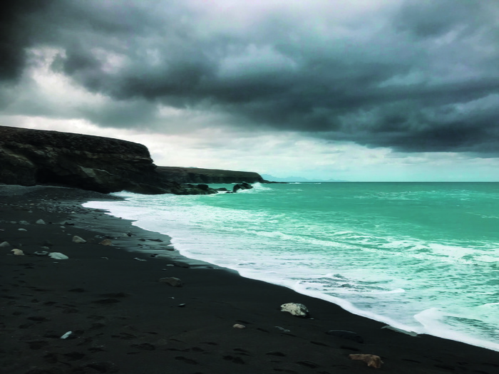黑海滩，海滩，fuerteventura，黑，水，自然，前进，海洋