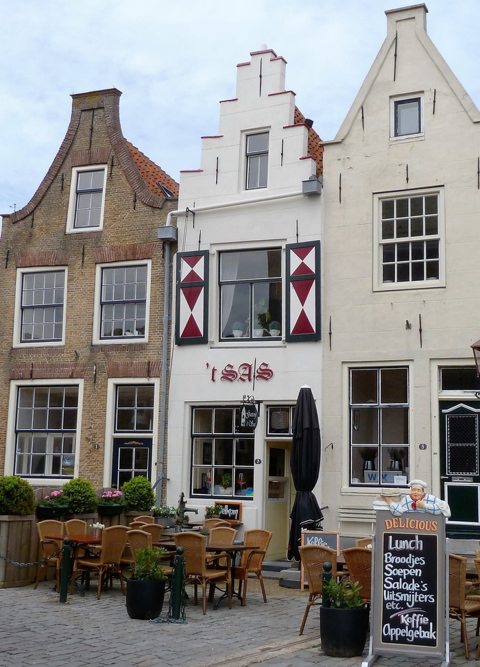 房屋，阶梯山墙，荷兰，露台，建筑，建筑外观，建筑结构，咖啡馆