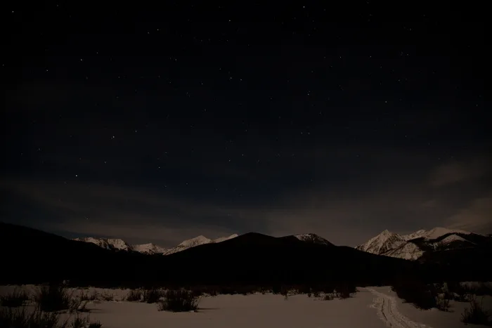 视图、山脉、夜晚、阿尔卑斯山、晴朗、天空、星星、银河