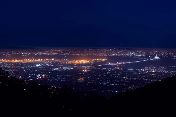 旧金山, 美国, 海湾大桥小径, 夜, 美国, 湾, 加利福尼亚州, 城市