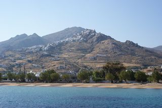 希腊、岛屿、海湾、海洋、基克拉迪群岛、山脉、水域、天空