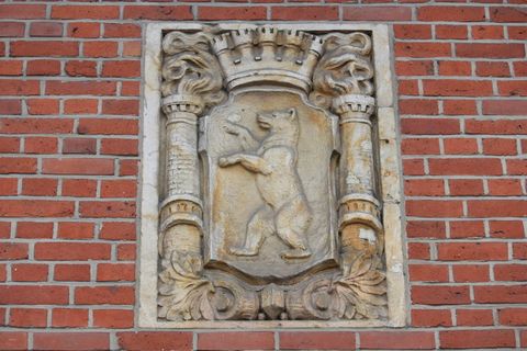 熊，柏林，灰泥，工艺品，纹章，墙，装饰品，砖墙