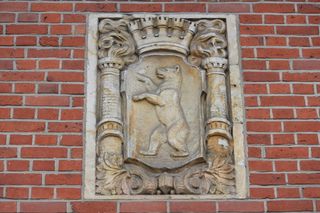 熊，柏林，灰泥，工艺品，纹章，墙，装饰品，砖墙