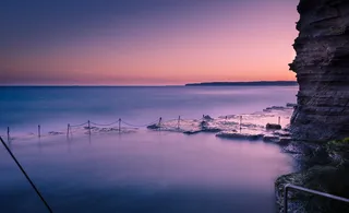 澳大利亚, ​​纽卡斯尔, 海岸, 柏忌洞, 日落, 太平洋, 悬崖, 岩石