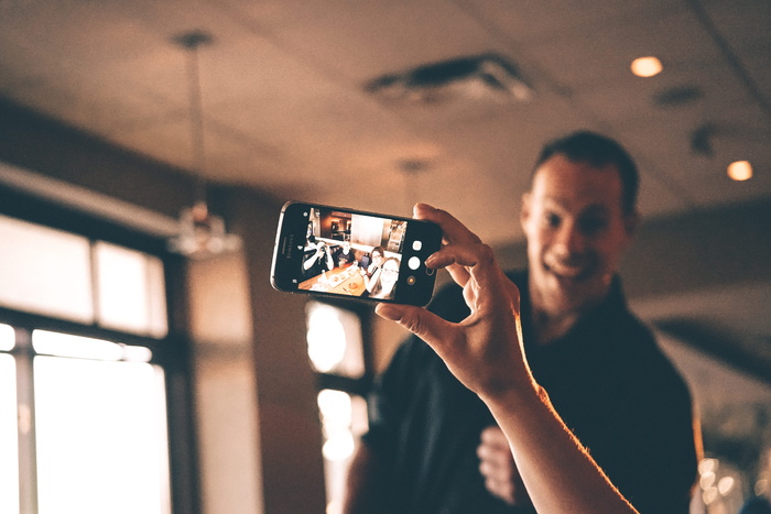 加拿大，维多利亚，照片，脸，人，智能手机，手，微笑