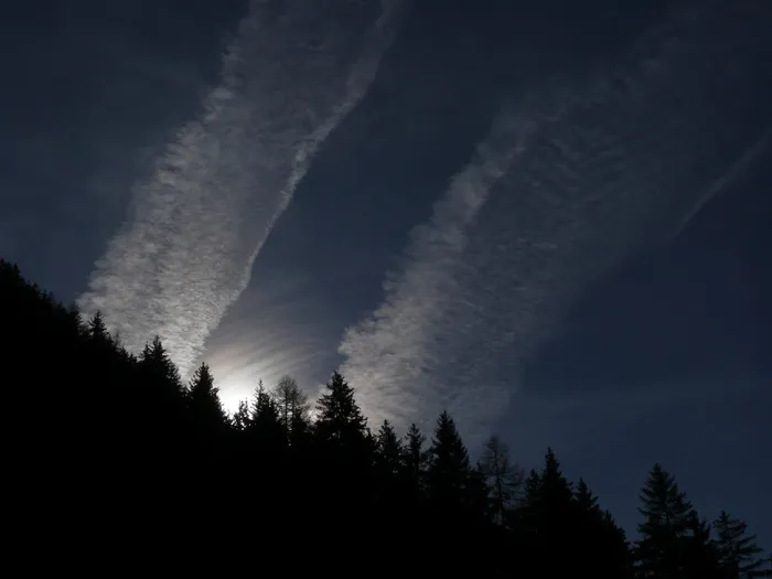 云，太阳，天空，天气，轨迹，卷云，卷云，剪影