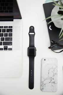 太空、灰色、苹果、手表、黑色、运动乐队、笔记本电脑、iphone