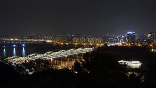 首尔，夜景，汉江，邯钢大桥，大桥，夜景摄影，夜景，游船