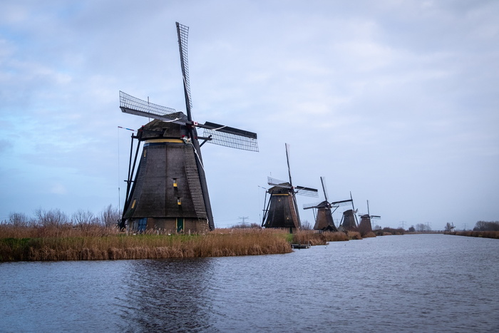 荷兰，kinderdijk，景观，荷兰，molina，clouds，mill，可再生能源