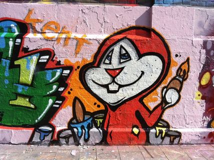涂鸦、喷雾、道路、墙壁、艺术、漫画、兔子、画家 涂鸦、喷雾、道路、墙壁、艺术、漫画、兔子、画家