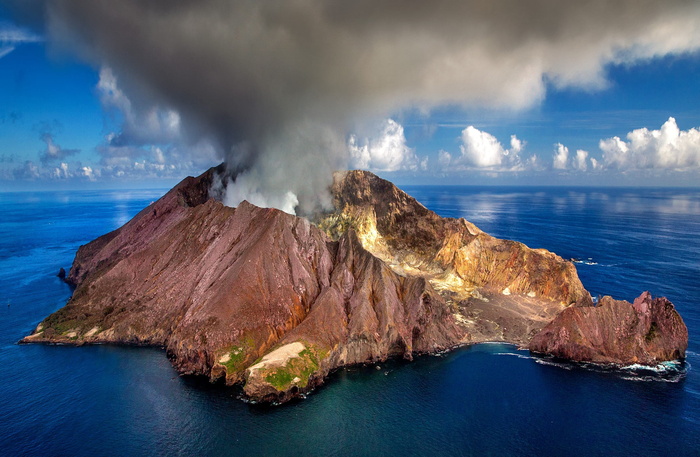 布朗，火山，身体，水，新西兰，白岛，岛屿，活火山