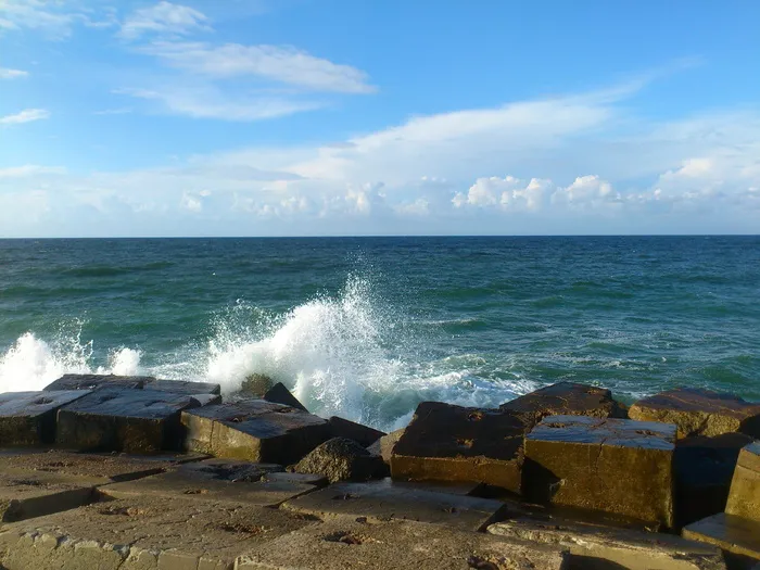 海，地中海，亚历山大，埃及，海滩，冬天，天空，水