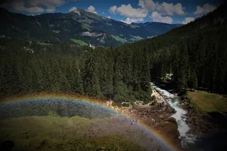 彩虹、景观、瀑布、克里姆尔、名胜、旅游、ache、河流