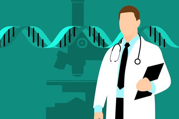 医学实验室DNA科学家的插图。