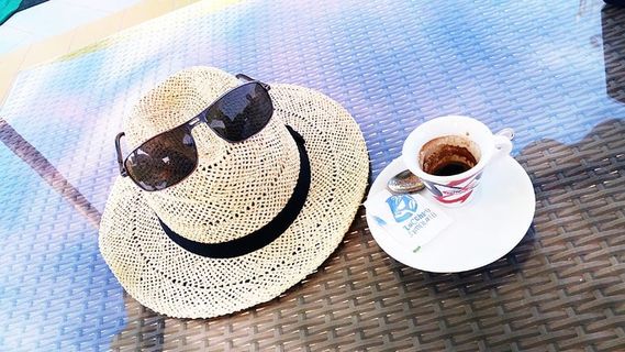 咖啡、娱乐、假日、au、休闲、夏季、高角度视野、太阳镜