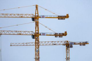 起重机，baukran，起重机驾驶室，建造，现场，施工工作，装载起重机，起重起重机